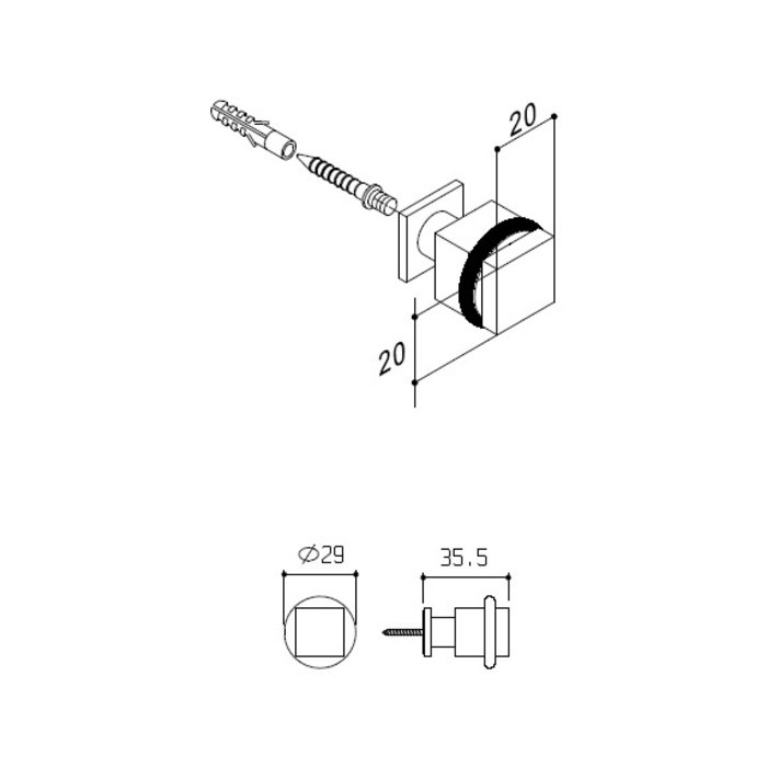 Fimet Edelstahl-Türstopper Quadro eckig