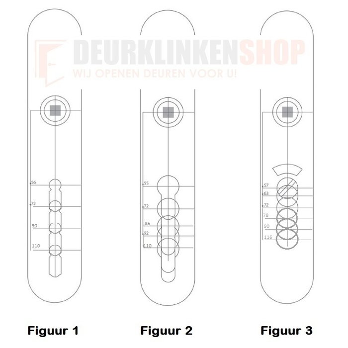 Formani Witte deurklinken 'Square JB100P236N'  sleutelgat op plaat van Jan Des Bouvrie