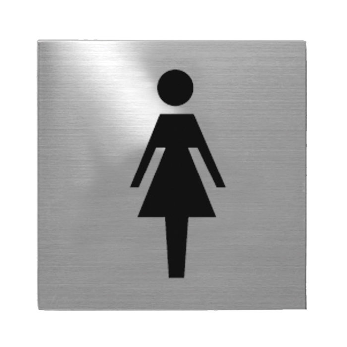 Fimet RVS Pictogram damestoilet zelfklevend vierkant - 75x75x2mm