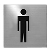 Fimet RVS Pictogram herentoilet zelfklevend vierkant - 75x75x2mm