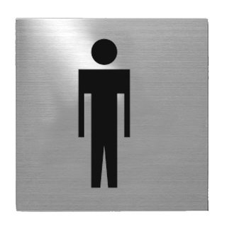 Fimet Edelstahl Piktogramm Herrentoilette selbstklebend quadratisch - 75x75x2mm