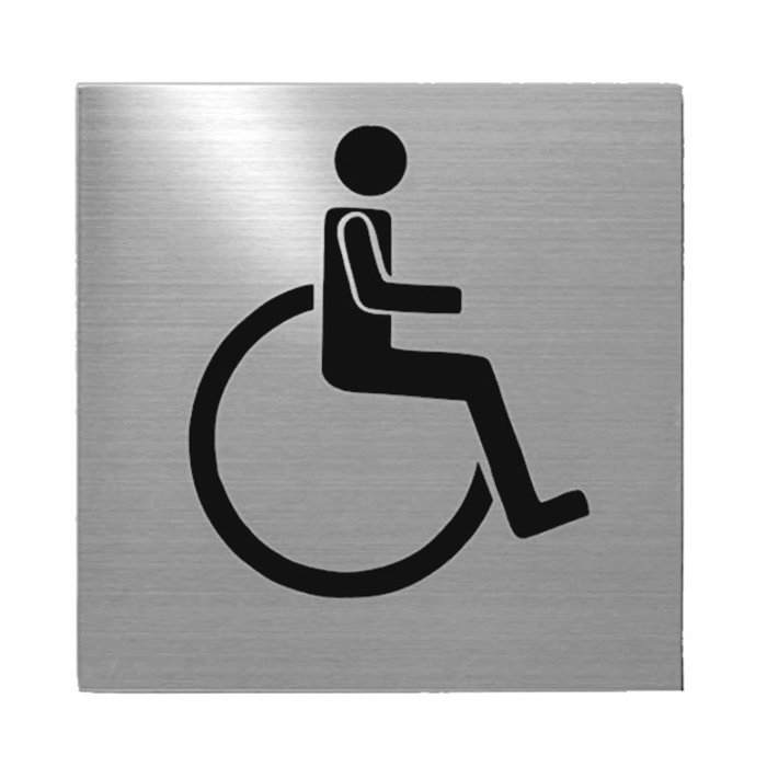 Fimet Stainless steel Pictogram wheelchair self-adhesive square - 75x75x2mm