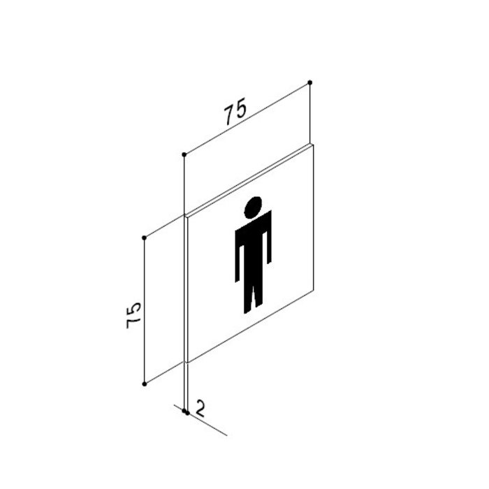 Fimet RVS Pictogram WC zelfklevend vierkant - 75x75x2mm