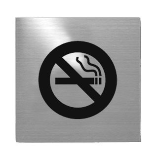 Fimet Carré icone Interdiction de fumer en acier inoxydable - 75x75x2mm