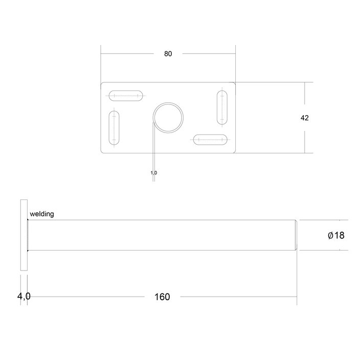 Dulimex Blind shelf support Bigfix Ø18 x 160 mm galvanized - 50kg with 2 pieces
