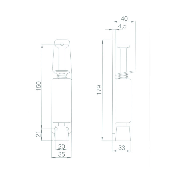 Dulimex Luxe deurvastzetter 35 x 179 - uitslag 40 mm  RVS