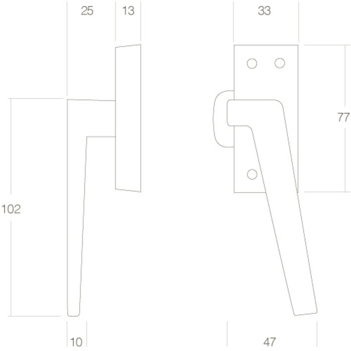 Intersteel Fermeture de fenêtre Intersteel Droite avec faîtage à droite Chromé poli
