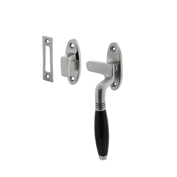 Intersteel Intersteel raamkruk Ton rechts Chroom mat / ebbenhout met sluithaak en plaat