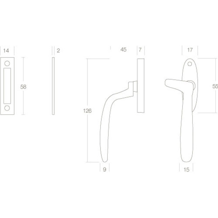 Intersteel Window handle Dudok left Chrome mat with closing plate