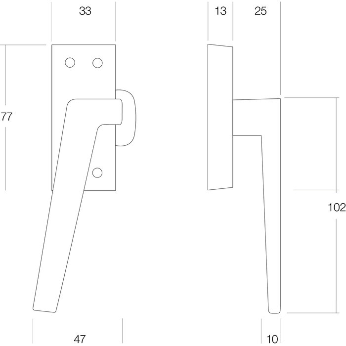 Intersteel Intersteel raamkruk Recht met nok links mat Nikkel
