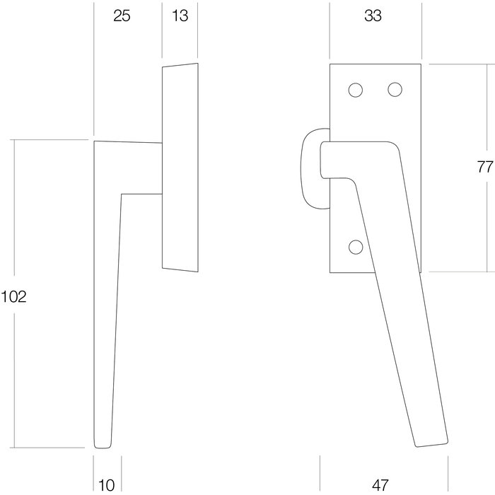 Intersteel Intersteel Fenstergriff Gerade mit Grat rechts Nickel matt
