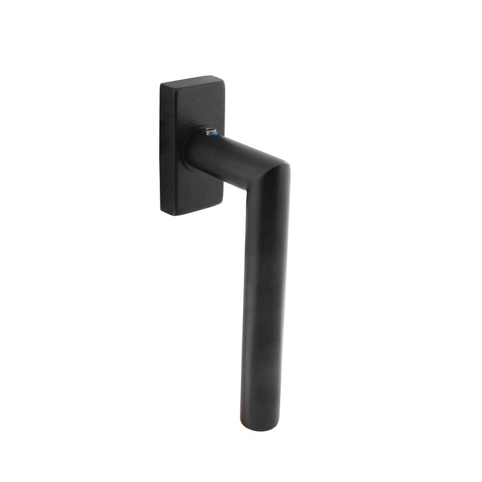 Intersteel Black Intersteel Window handle in round L - shape on a rectangular rosette