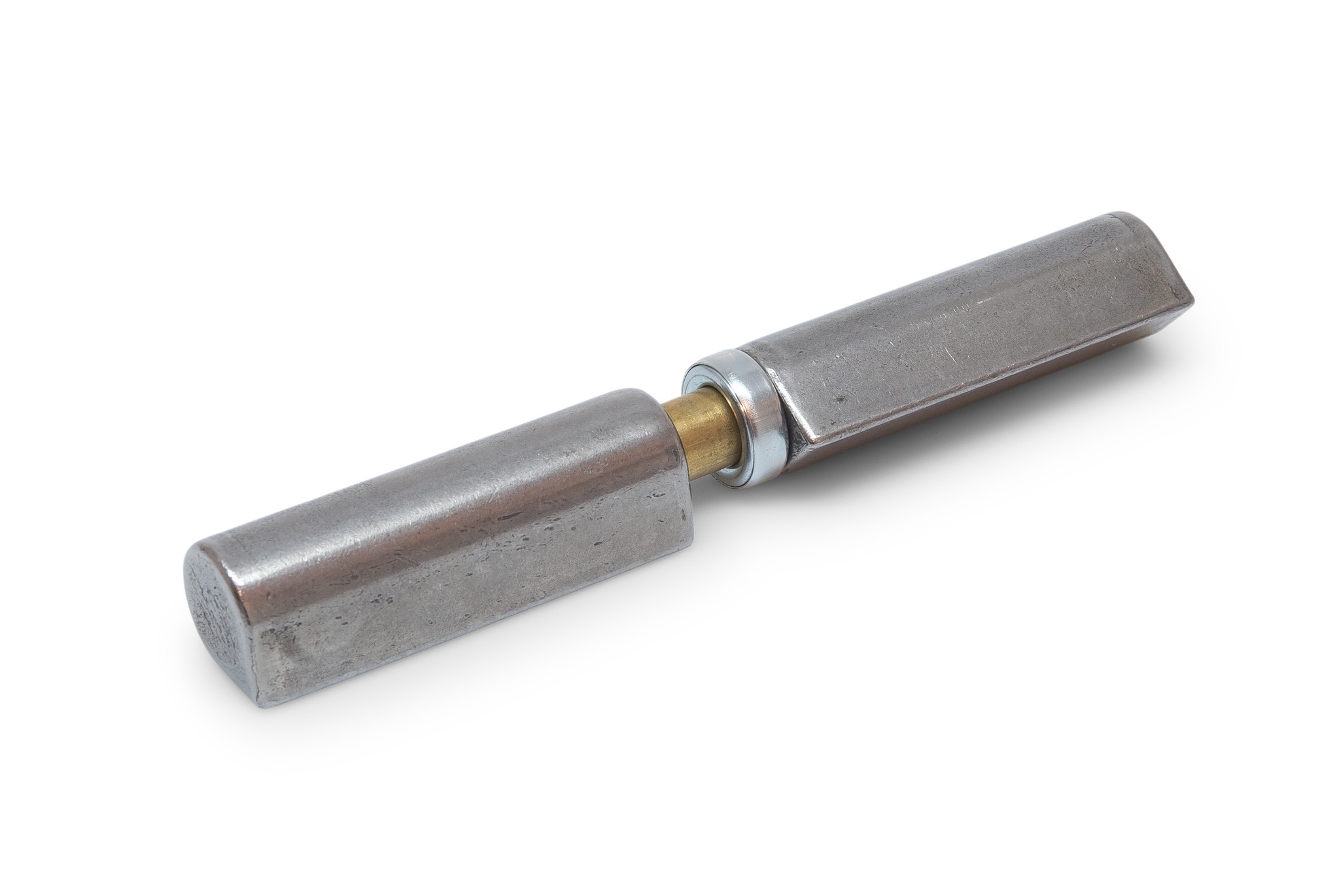 Aanlaspaumelles 150x20 mm blank staal met messing pen en kogelring / 12 stuks