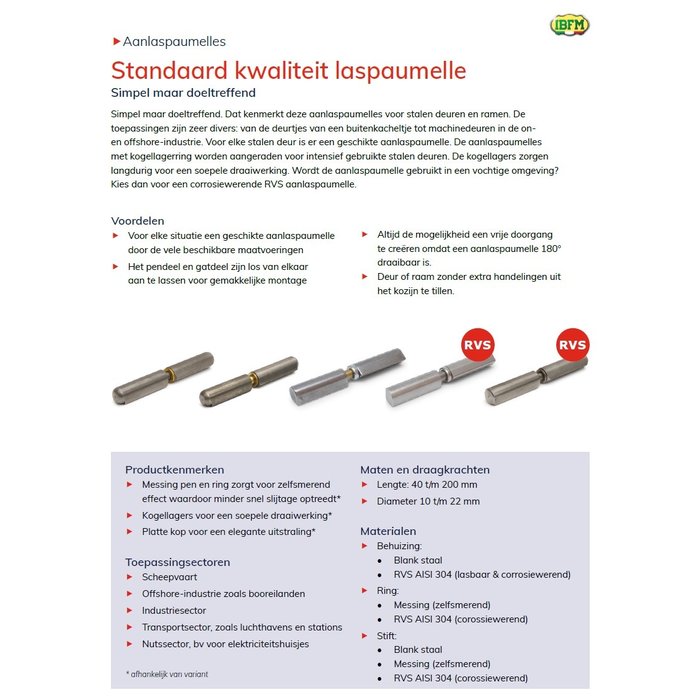Dulimex Anschweißscharniere flach 80x12 mm Edelstahl 304 Stift und Ring / 24 Stück