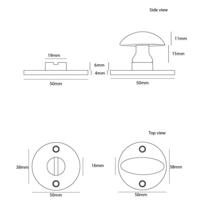 Dauby Set toilet WC - 50F geborsteld messing  (OS) 50mm