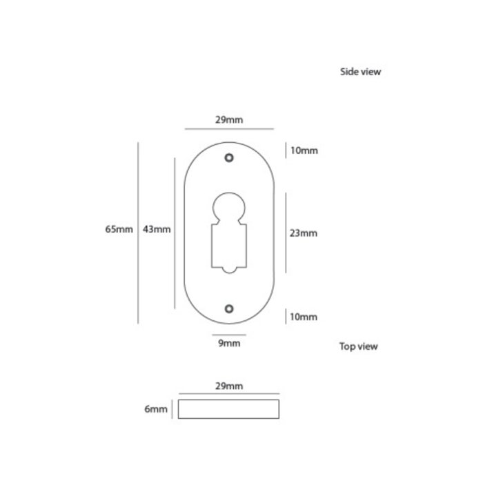 Porte clé ovale plat laiton brossé 65x35 mm