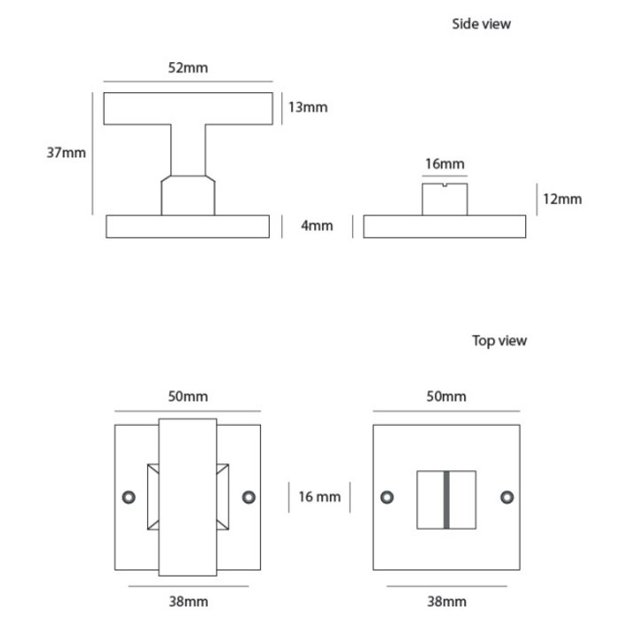 Dauby Set toilet WC - 50 Q geborsteld messing  (OS) 50mm