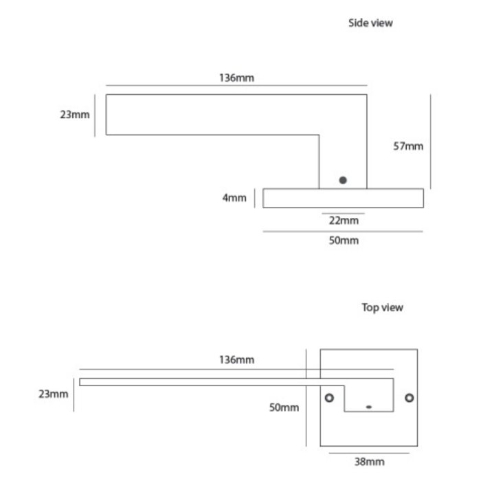 Dauby Paar Türgriffe CIH2000/50 Q Messing gebürstet ohne BB