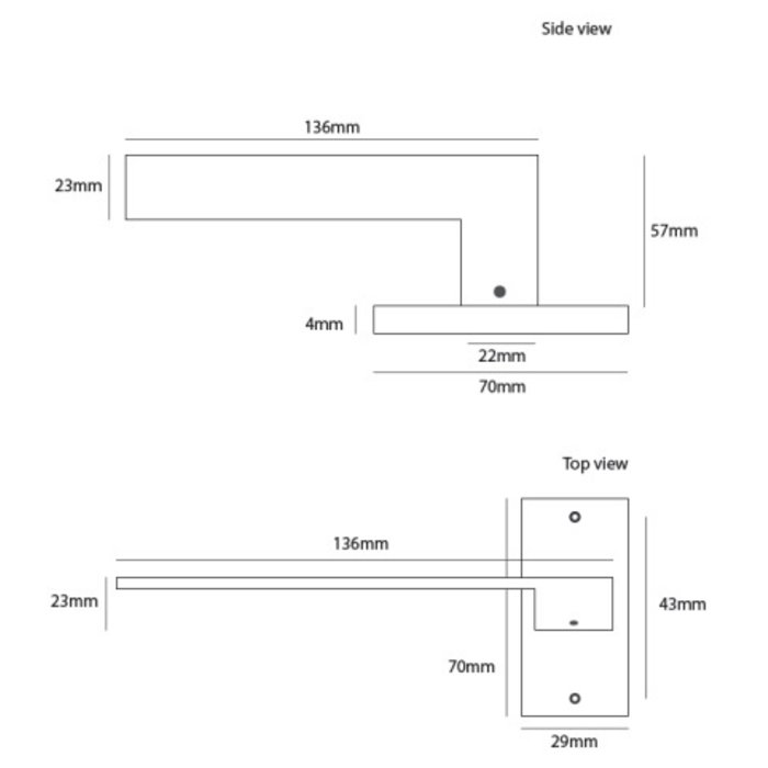 Dauby Paar Türgriffe CIH2000/PBTC Q Messing gebürstet ohne BB