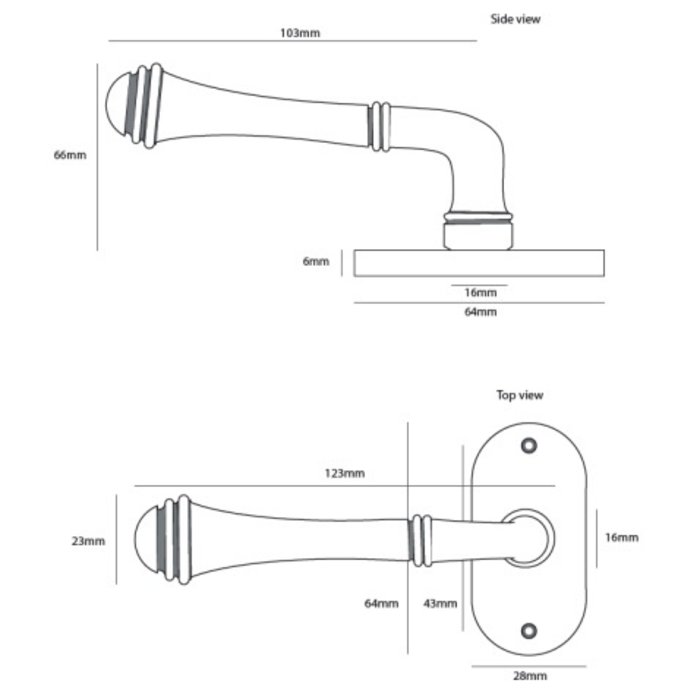 Dauby Pair of door handles COH1216/PBTC 1 brushed brass without BB