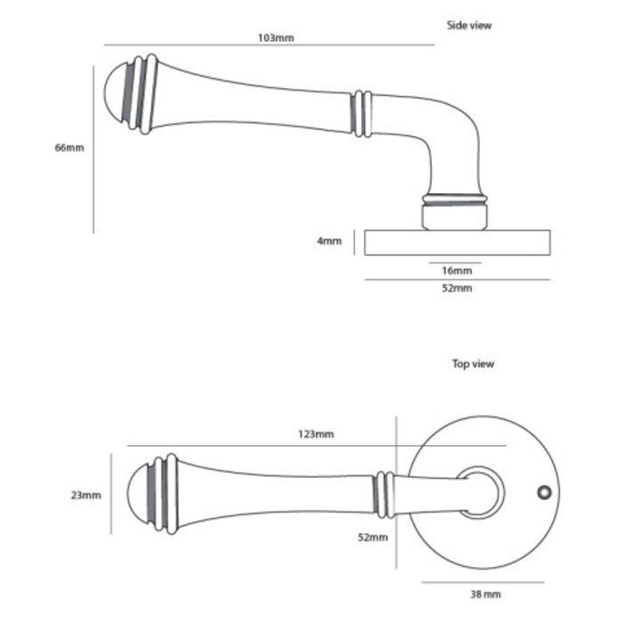 Dauby Paire de poignées de porte COH1216/50F laiton brossé sans BB