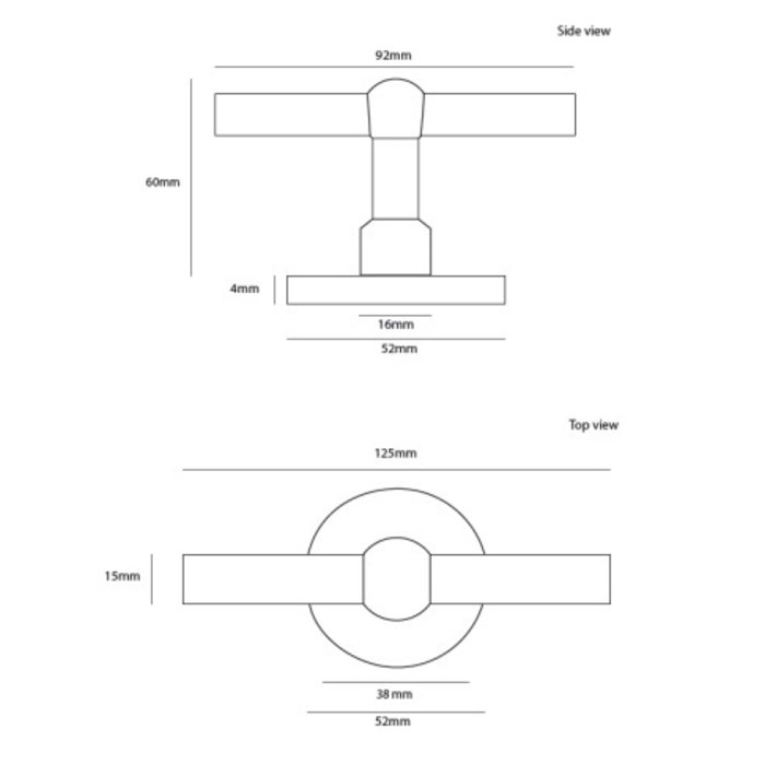 Dauby Paire de poignées de porte COHCDF "T+T"/50F laiton brossé sans BB