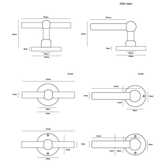 Dauby Pair of door handles COHCDF "T+L"/50F brushed brass without BB