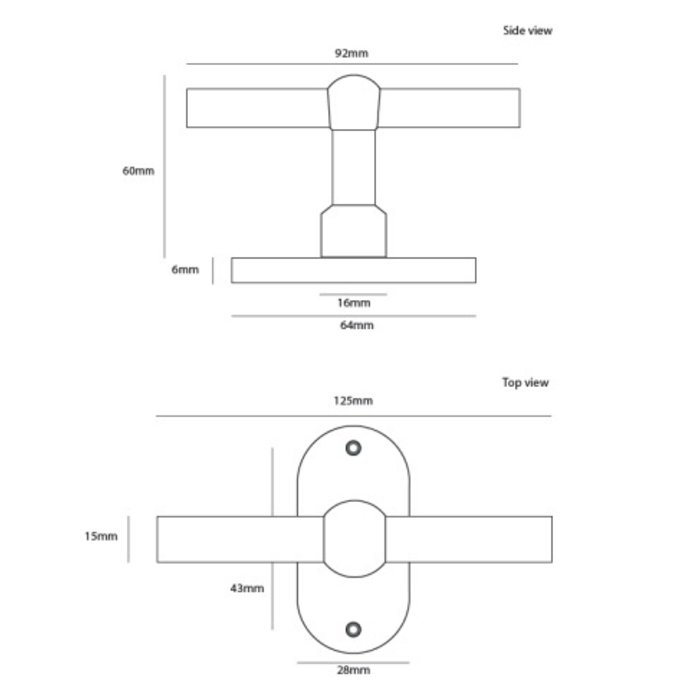 Dauby Pair of door handles COHCDF "T+T"/PBTC1 brushed brass without BB