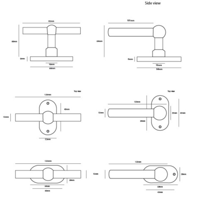 Dauby Pair of door handles COHCDF "T+L"/PBTC1 brushed brass without BB