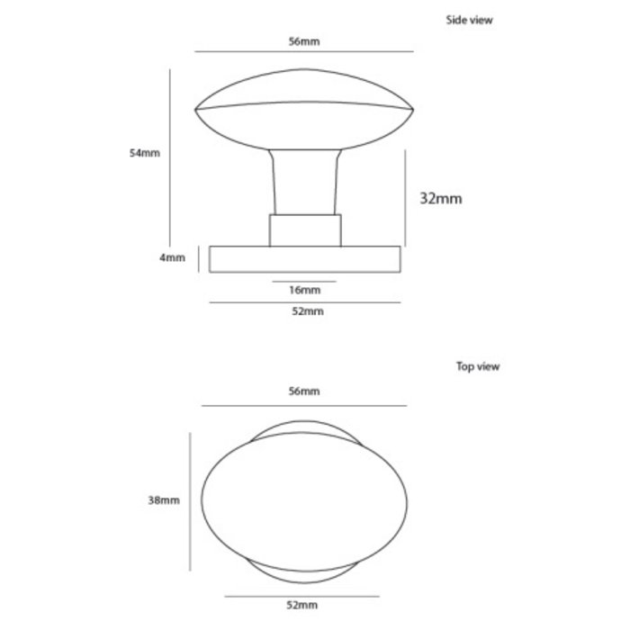 Dauby Paire de boutons de porte pivotants COH1018/50F Laiton brossé sans BB