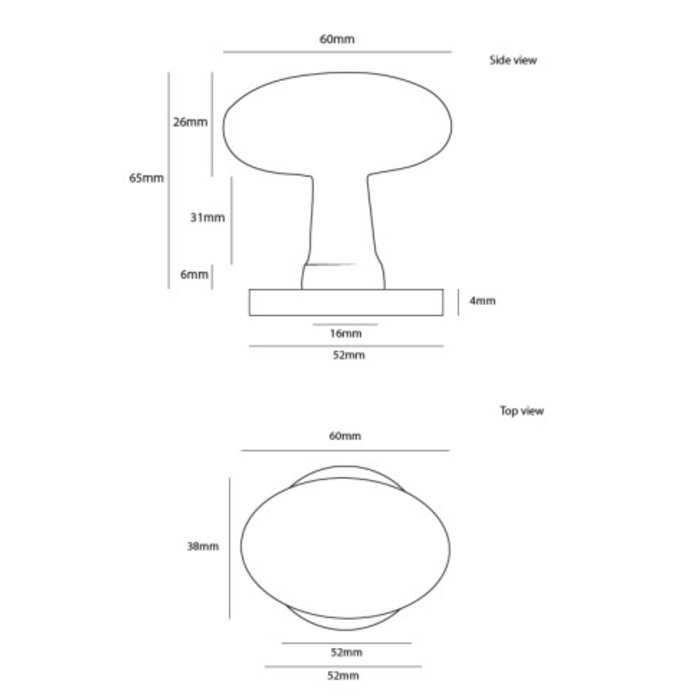 Dauby Paire de boutons de porte pivotants COH1020/50F Laiton brossé sans BB