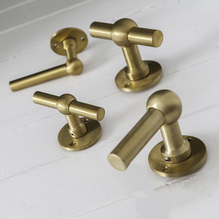 Dauby Pair of door handles COHCDF "L+L"/50F brushed brass without BB