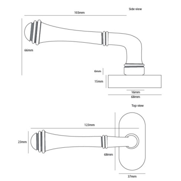 Dauby Window handle COH1216/32 DK brushed brass, not varnished