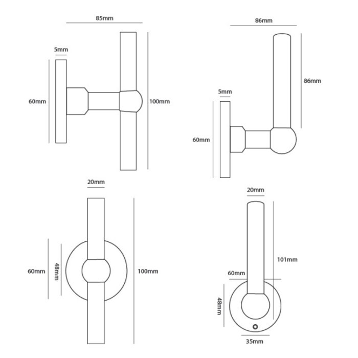 Dauby Pair of door handles COHCDFG "T+L"/60F brushed brass without BB