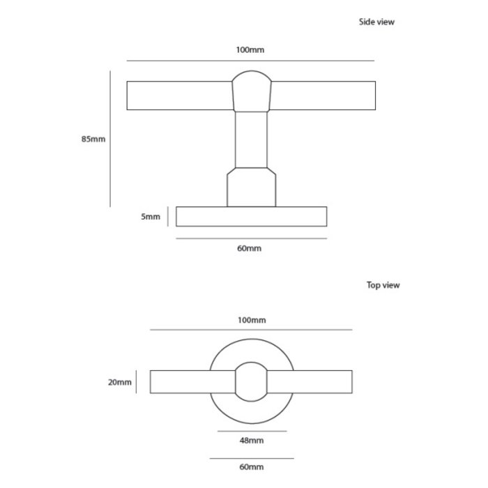 Dauby Pair of door handles COHCDFG "T+T"/60F brushed brass without BB