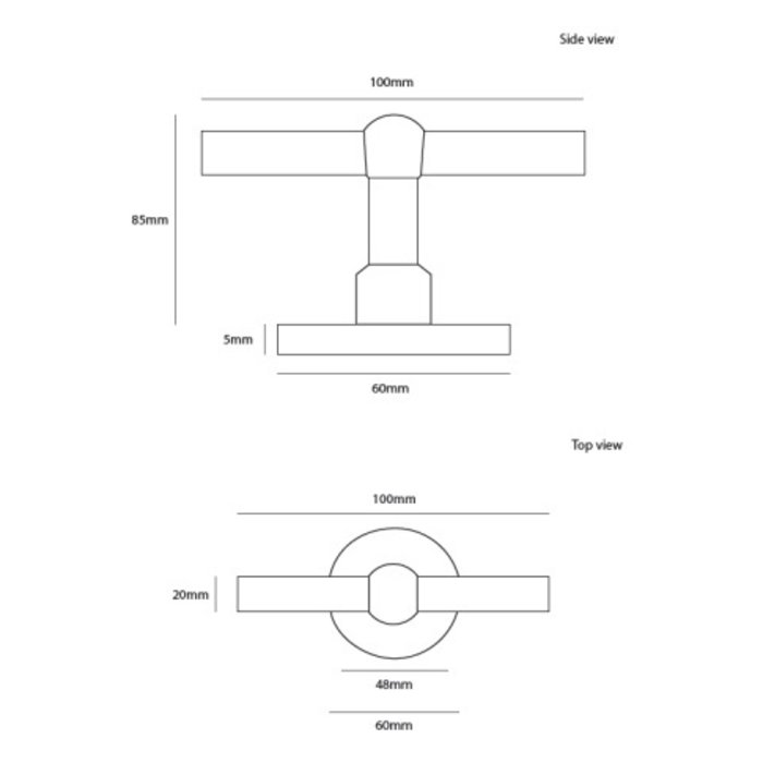Dauby Fixed door knob COPGRAND "T"/60F brushed brass