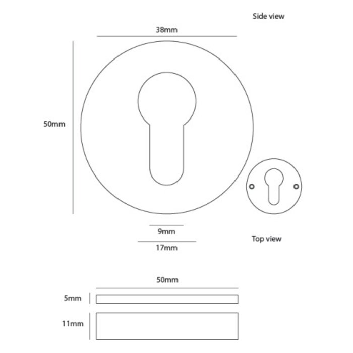 Dauby Satz runder Sicherheitsrosetten 50mm - Messing gebürstet