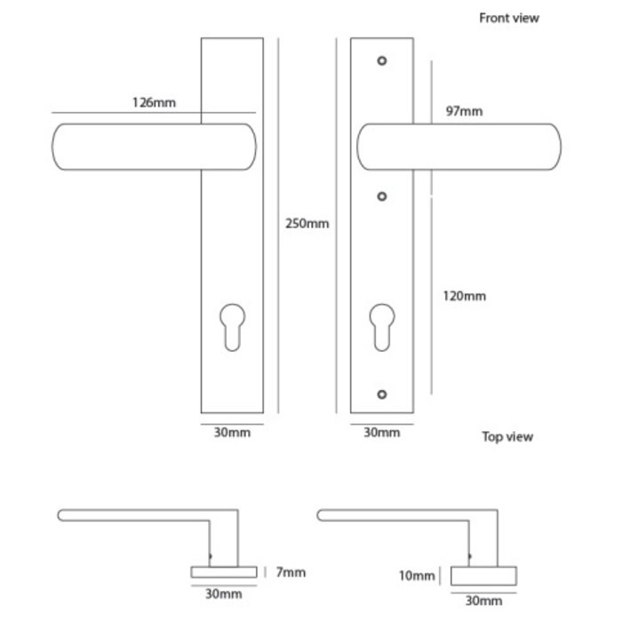 Dauby Pair of security fittings CIH1000 brass brushed not varnished PZ 92