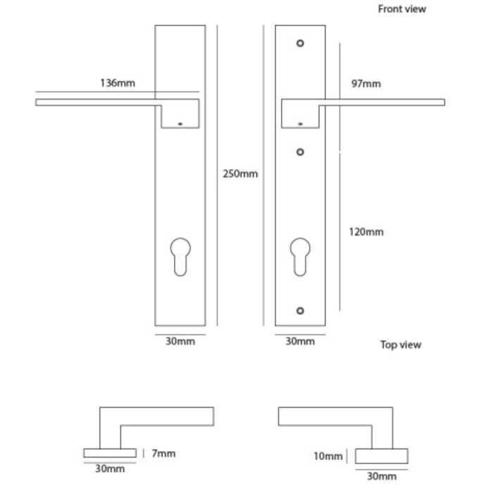 Dauby Pair of security fittings CIH2000 brass brushed not varnished PZ 92