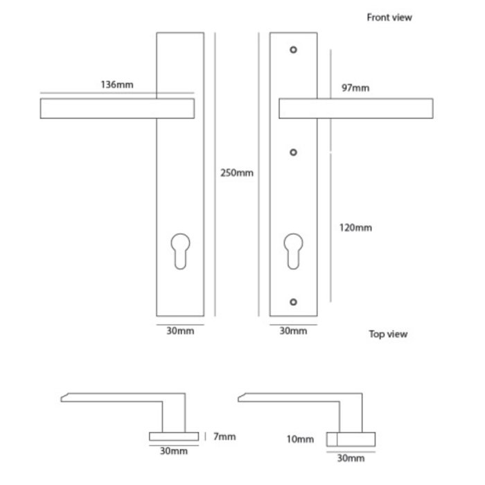 Dauby Paar veiligheidsbeslag CIH3000 messing geborsteld niet vernist PZ 92