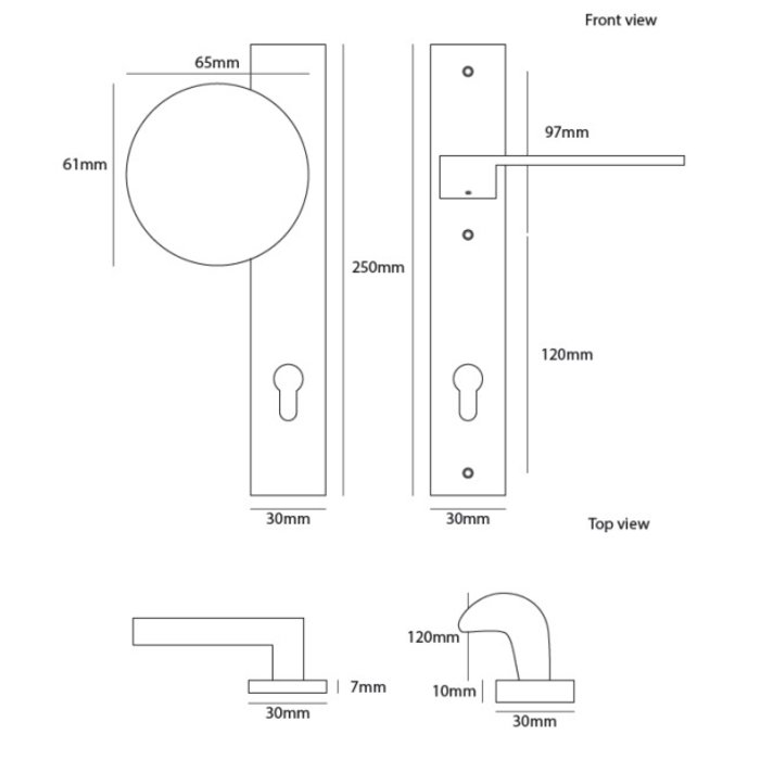 Dauby Front door security fitting CIH2000 SX brass brushed not varnished PZ 92
