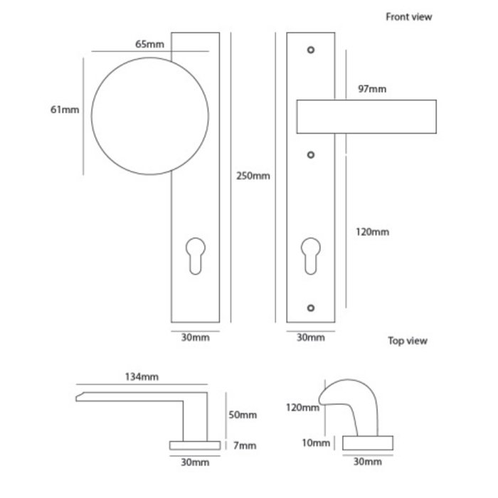 Dauby Front door security fitting CIH3000 brass brushed not varnished PZ 92