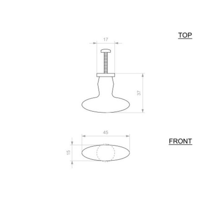 Dauby  Meubelknop messing geborsteld COP284 (OS)