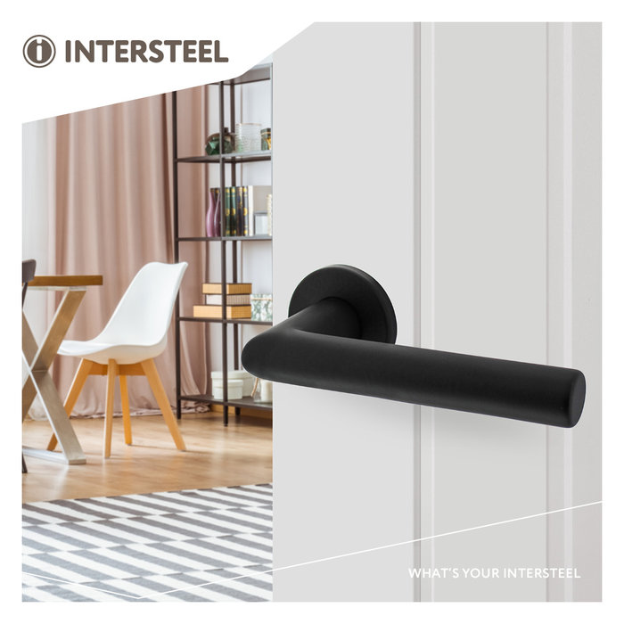 Intersteel Intersteel door handle 'Broome' on round rosette aluminum - black