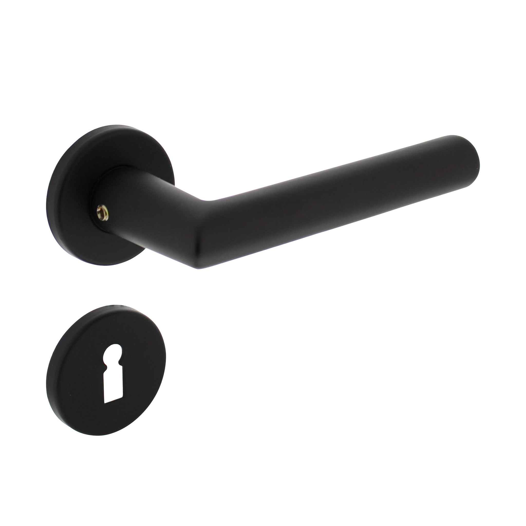 tong eigenaar Speciaal Intersteel deurkruk broome op rozet ø50x7mm aluminium zwart met  sleutelplaatjes | Deurklinkenshop