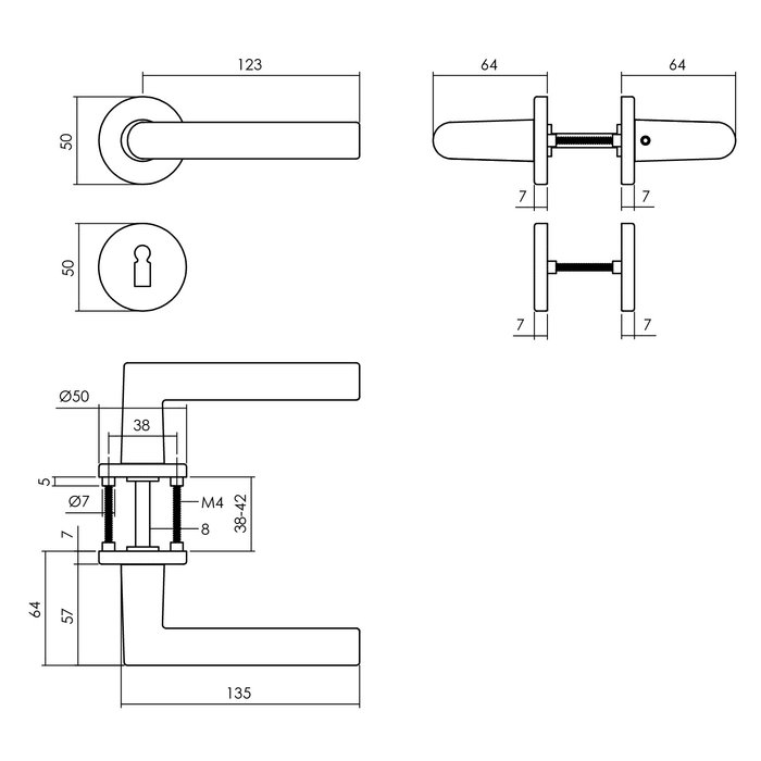 Intersteel Intersteel Türgriff 'Broome' auf runder Rosette aus Aluminium - schwarz