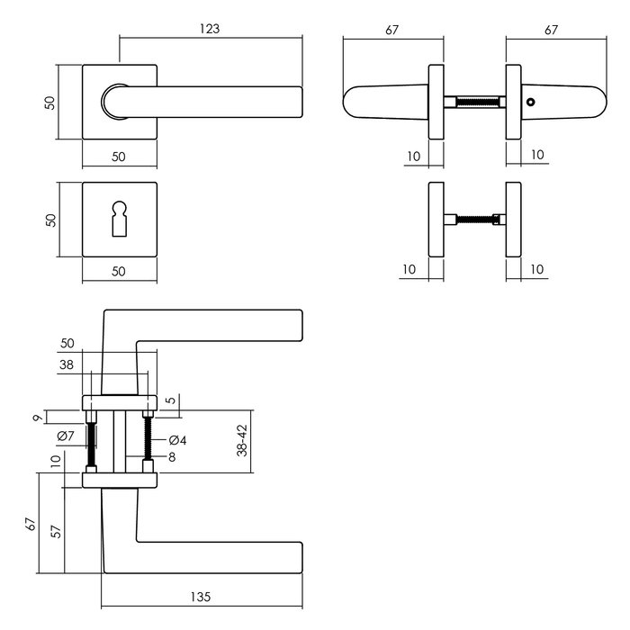 Intersteel Intersteel Deurkruk Broome op vierkant rozet aluminium zwart