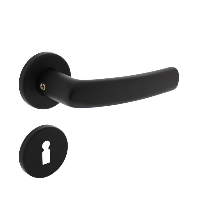 Intersteel Intersteel door handle 'Denham' on round rosette aluminum - black