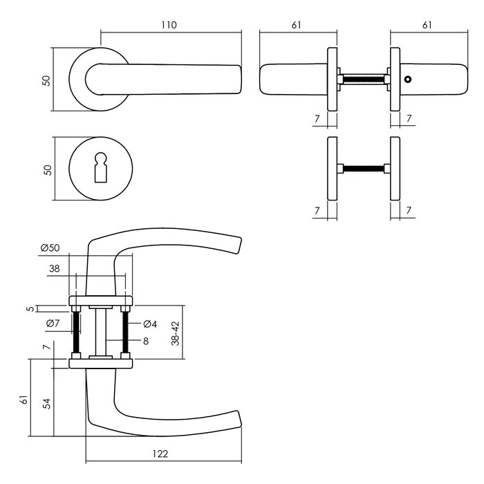 Intersteel Intersteel deurklink 'Denham' op rond rozet aluminium - zwart