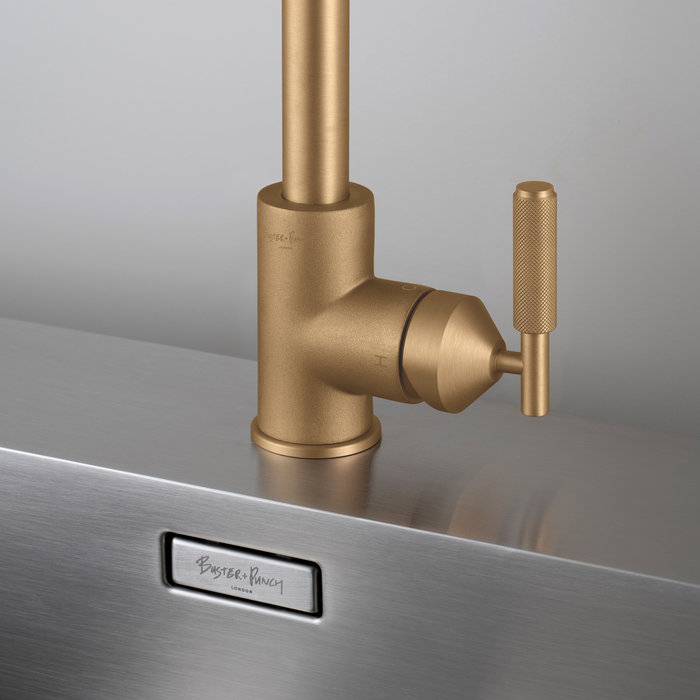 Buster+Punch Mixer tap from Buster & Punch with cross pattern in brass